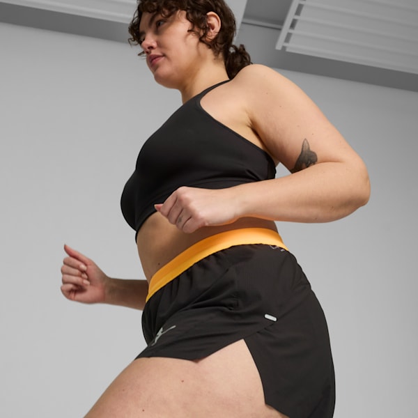 RUN ULTRAWEAVE VELOCITY Women's 3" Running Shorts, PUMA Black-Sun Stream, extralarge-IND
